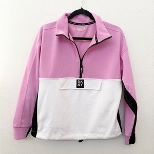 DKNY Sport Women's Colorblock Half-zip Pullover Top Size Small